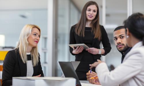 Corporate meeting in an office