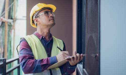 Civil engineer assessing a worksite