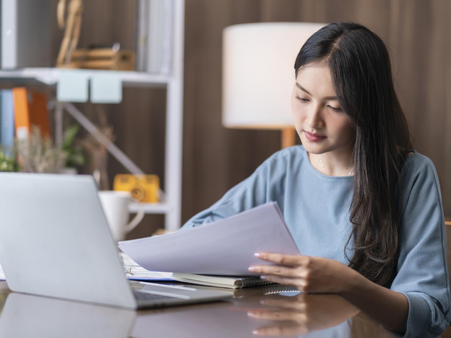 Applicant checking documents